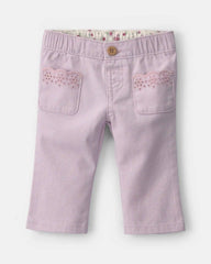 Baby Girl Straight-Leg Scalloped Pocket Pants - Purple