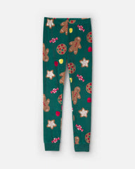 Kids 2-Piece Christmas Gingerbread DreamPlush Snug Fit Pajama Set - Green