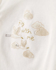Baby 4-Piece Cloud Print Outfit Set - White/Tan