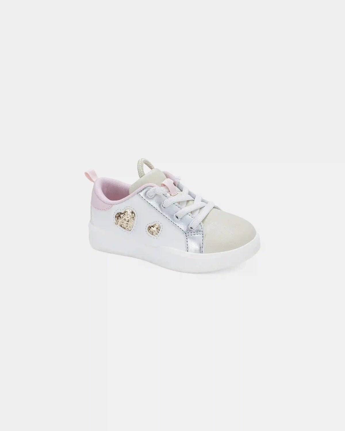 Toddler Girl Colorblock Metallic Heart Sneakers - White/Pink