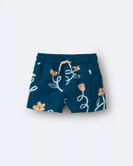 Toddler Boy Swim Trunk in Floral Print - Teal