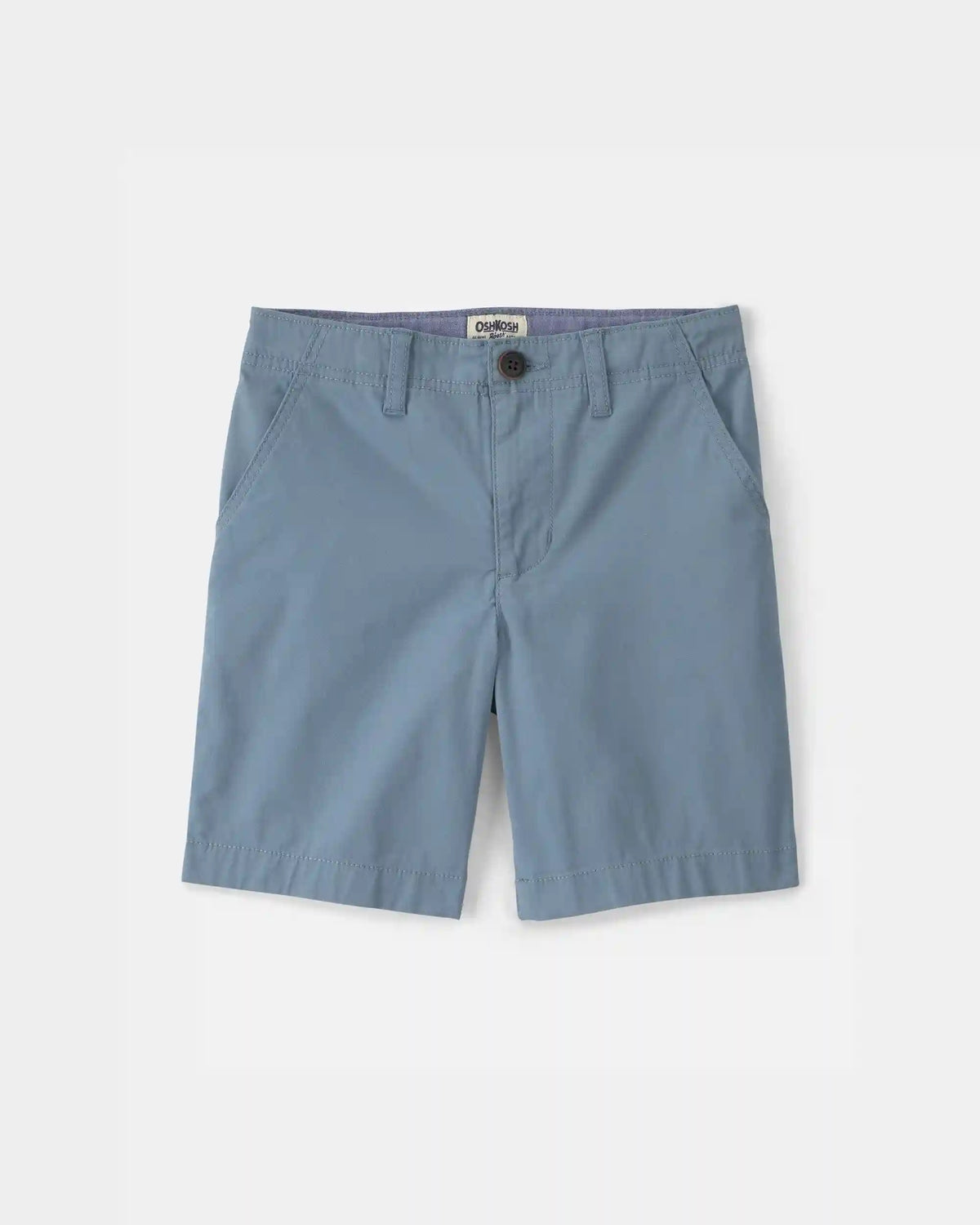 Boys Twill Flat-Front Shorts - Blue
