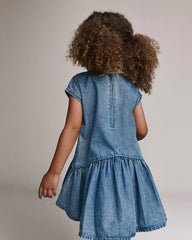 Toddler Girl Asymmetrical Drop-Waist Dress in Denim