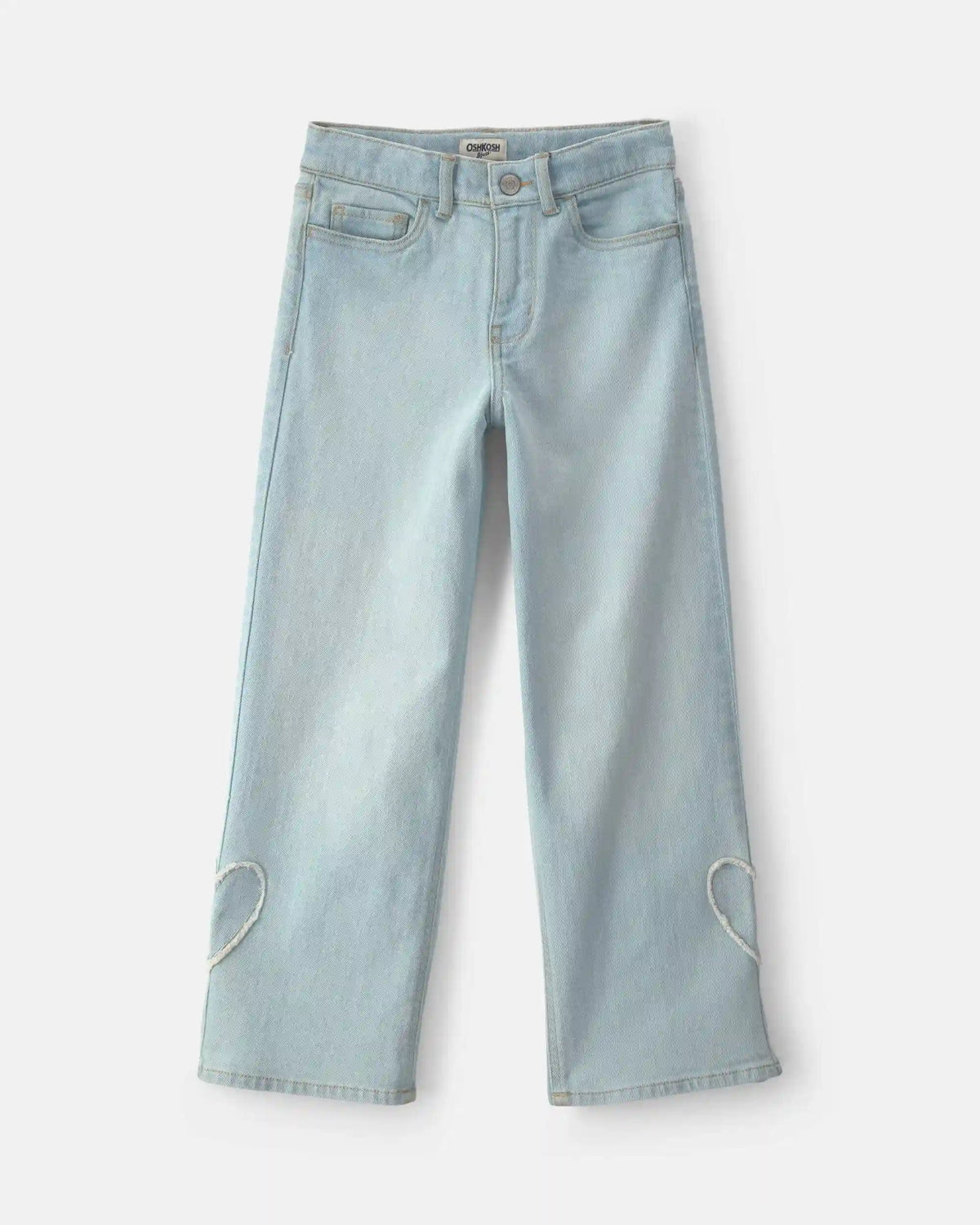 Girls Heart Denim Wide-Leg Jeans - Light Wash