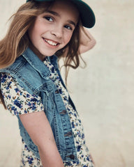 Girls Floral Short-Sleeve Dress