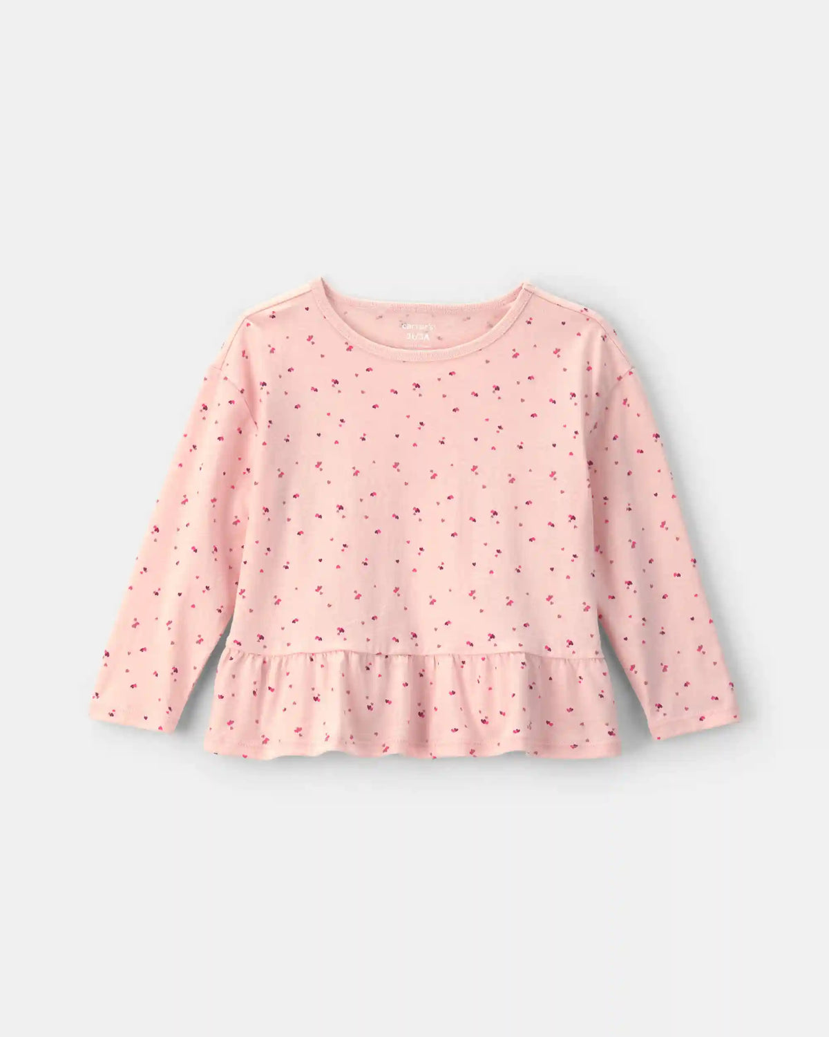 Toddler Girl Heart Long-Sleeve Peplum Top - Pink