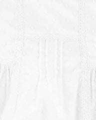 Baby Girl Textured Babydoll Dress - White