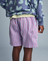 Toddler Boy Playground Shorts in Stripes - Blue/Purple