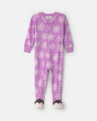 Toddler Girl 1-Piece Penguin DreamPlush Snug Fit Footed Pajama - Purple