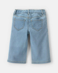 Baby Girl Floral Embroidered Wide-Leg Jeans - Light Wash