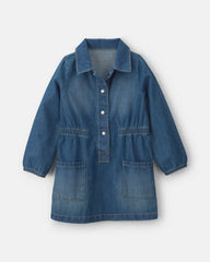 Toddler Girl Denim Long-Sleeve Dress - Medium Wash