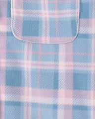 Girls Plaid Fleece Jacket - Blue