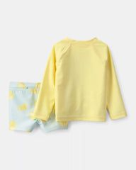 Baby Boy 2-Piece Lemon Rashguard Swimsuit Set - Yellow/Blue