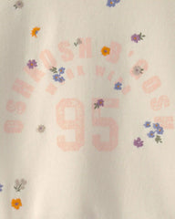 Girls 'OshKosh' Floral French Terry Pullover Sweatshirt - Cream