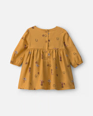 Baby Girl Horseshoe Twill Long-Sleeve Dress - Khaki