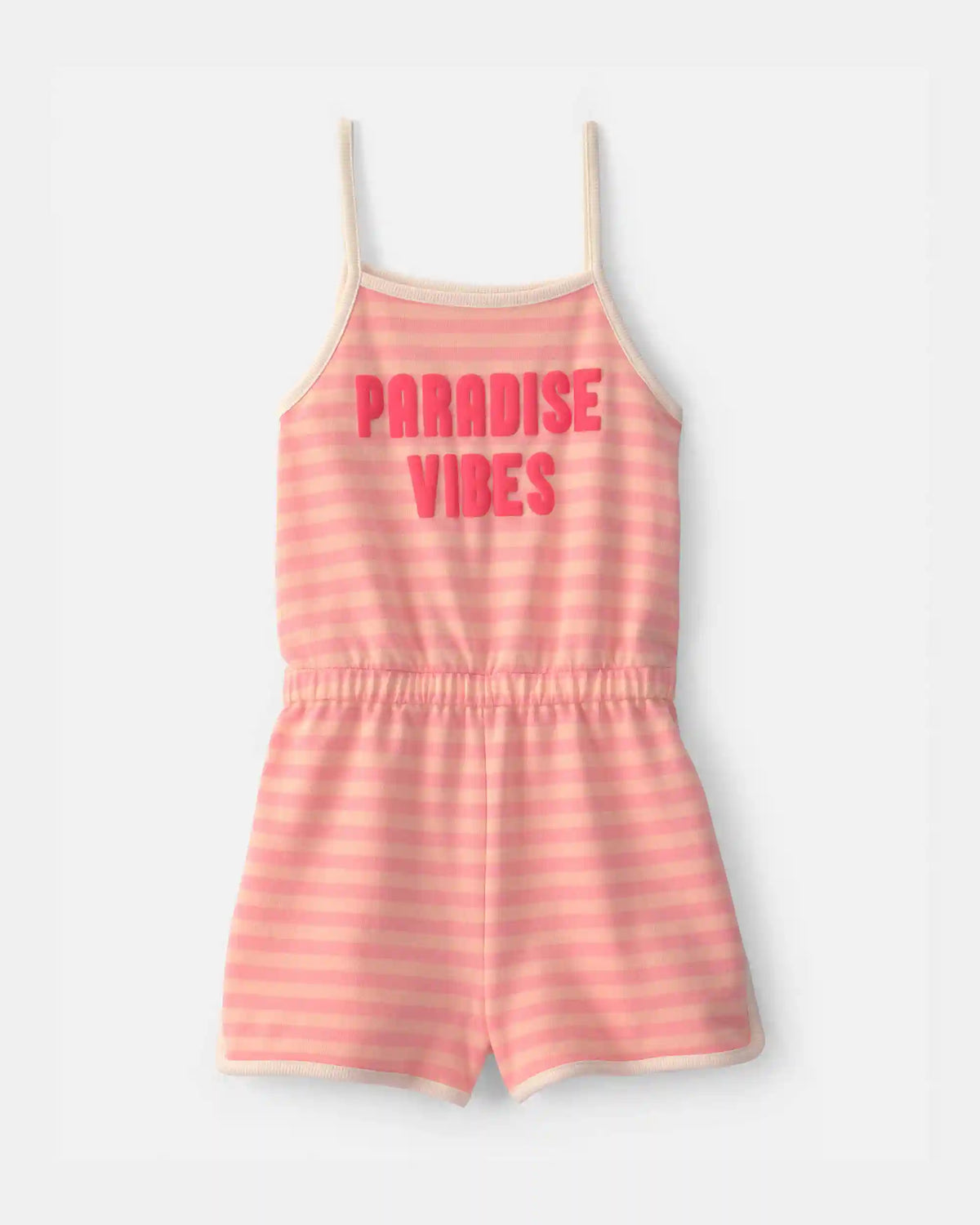 Girls 'Paradise Vibes' French Terry Romper - Coral