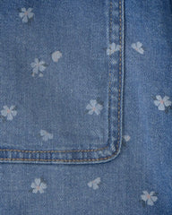 Girls Floral Denim Utility Skirt - Dark Wash