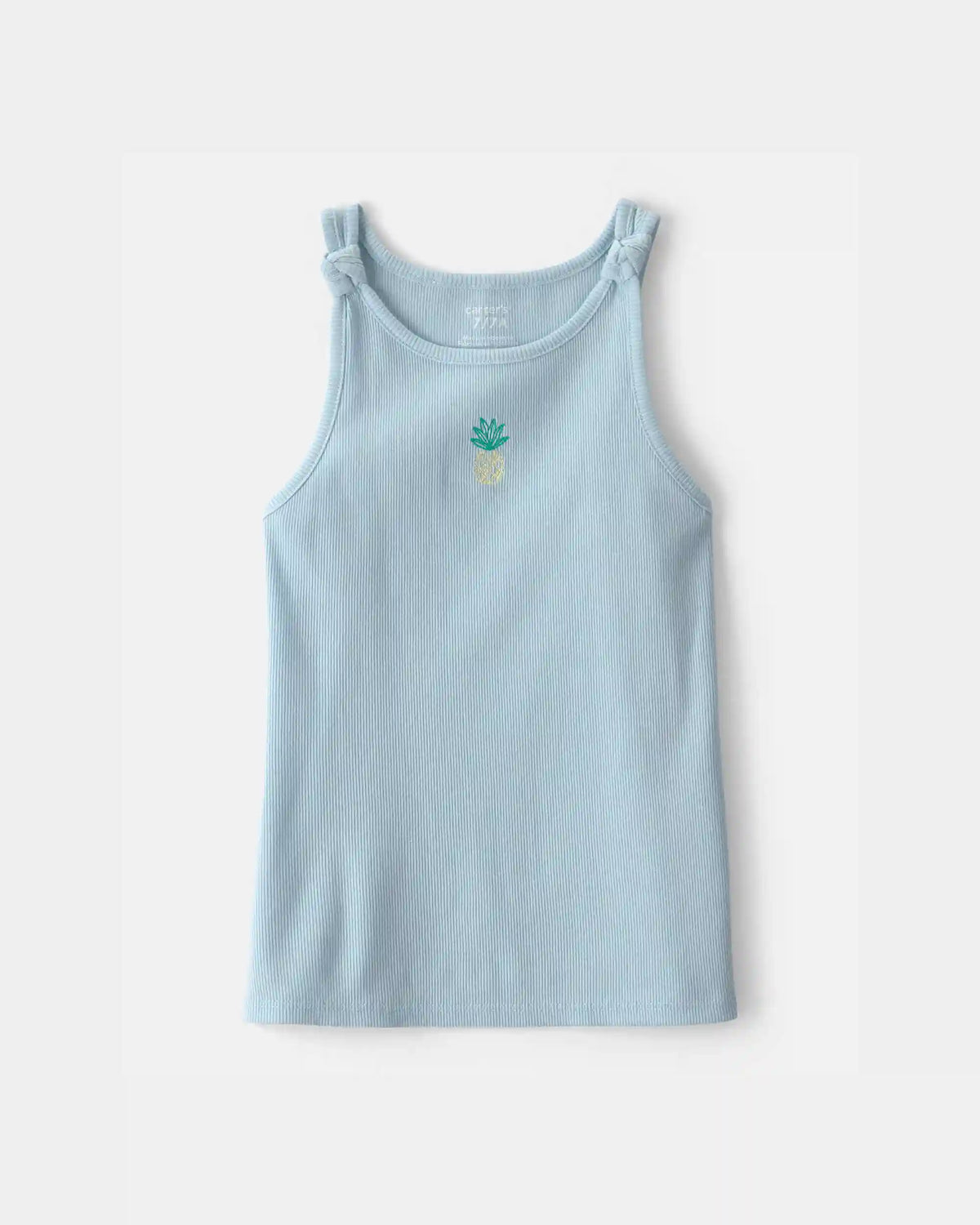Girls Pineapple Embroidered Tank Top - Blue