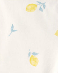 Toddler Girl Lemon Bike Shorts - Cream