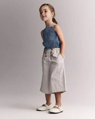 Toddler Girl Smocked Peplum Top in Chambray