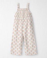 Toddler Girl Organic Cotton Gauze Jumpsuit in Rosebud Petal Print