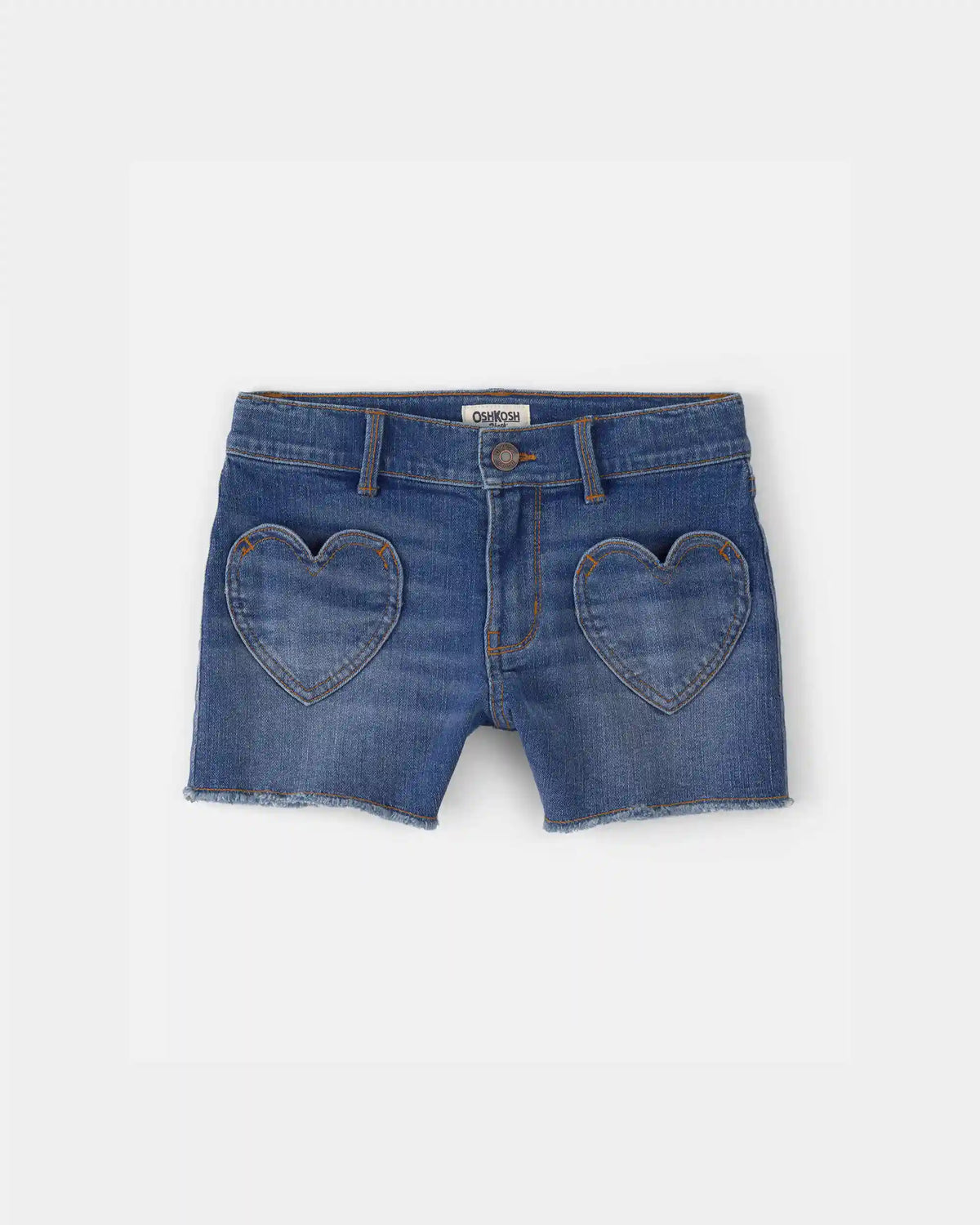 Girls Heart Pocket Denim Shorts - Dark Wash