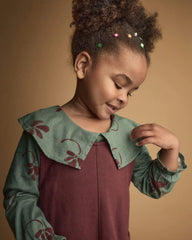 Toddler Girl Peter Pan Collar Top in Floral Print - Sage