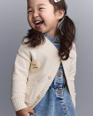 Toddler Cardigan with Avenue Pockets in Character Print- Cream