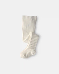 Baby Girl Ribbed Tights - Ivory
