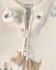 Baby 2-Pack Dinosaur Striped Snug Fit 1-Piece Pajama - Green/Cream