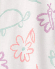 Baby Girl Floral 100% Cotton Snug Fit 1-Piece Pajama - White