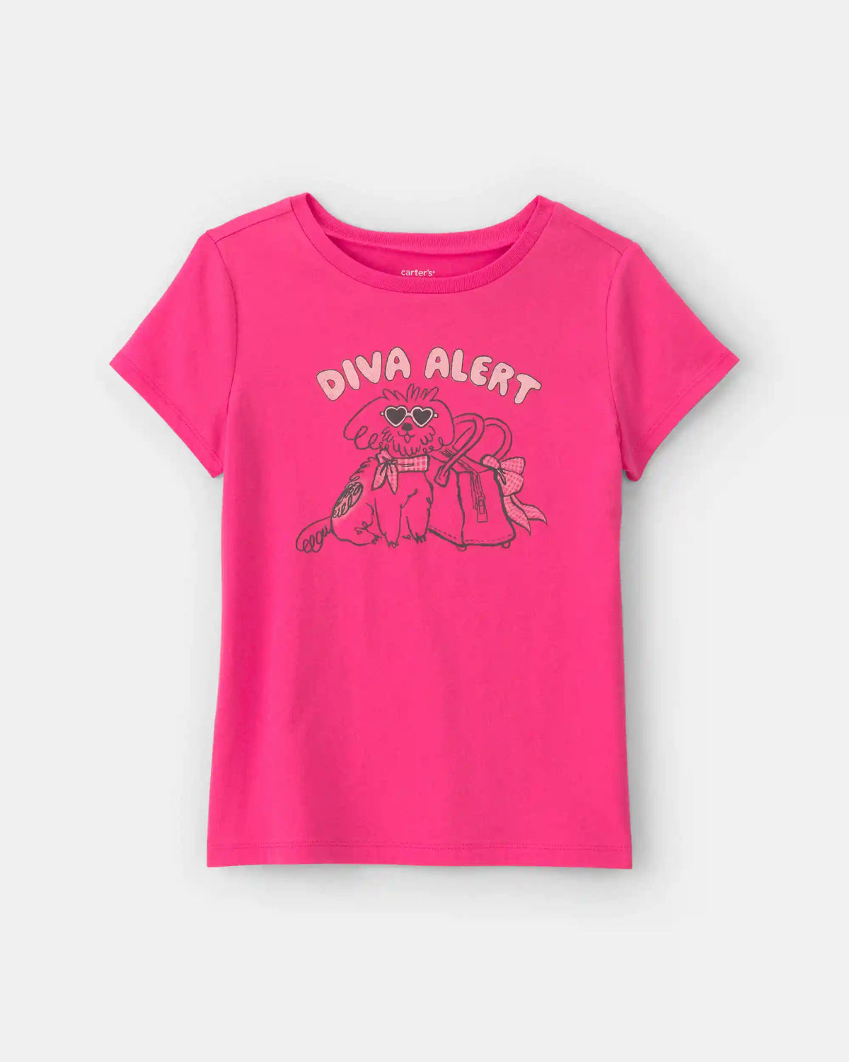 Girls 'Diva Alert' Dog Graphic Tee - Pink