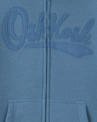 Boys OshKosh Logo Fleece Zip-Up Hoodie - Blue