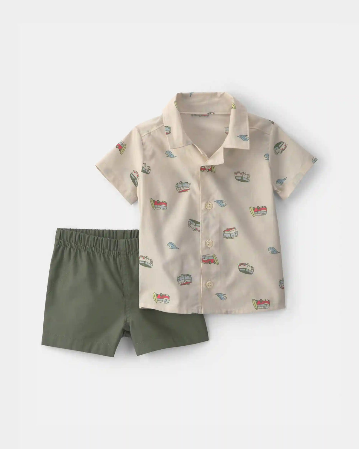 Baby Boy 2-Piece Beachy Van Top & Short Set - Green