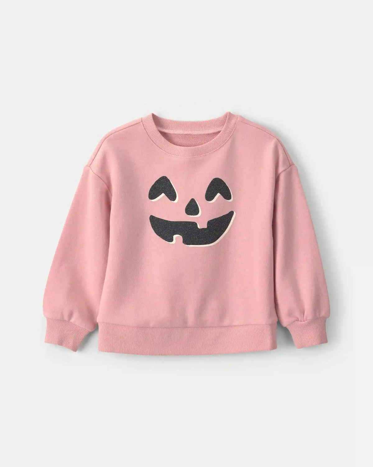 Toddler Girl Pumpkin Halloween French Terry Pullover Sweatshirt - Pink