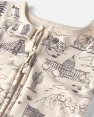 Baby Organic Cotton 1-Piece Pajama in Stars Stripes and Sights