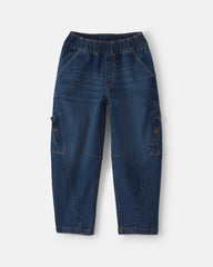Girls Denim Barrel Jeans - Medium Wash