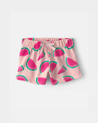 Baby Girl Watermelon French Terry Shorts - Pink