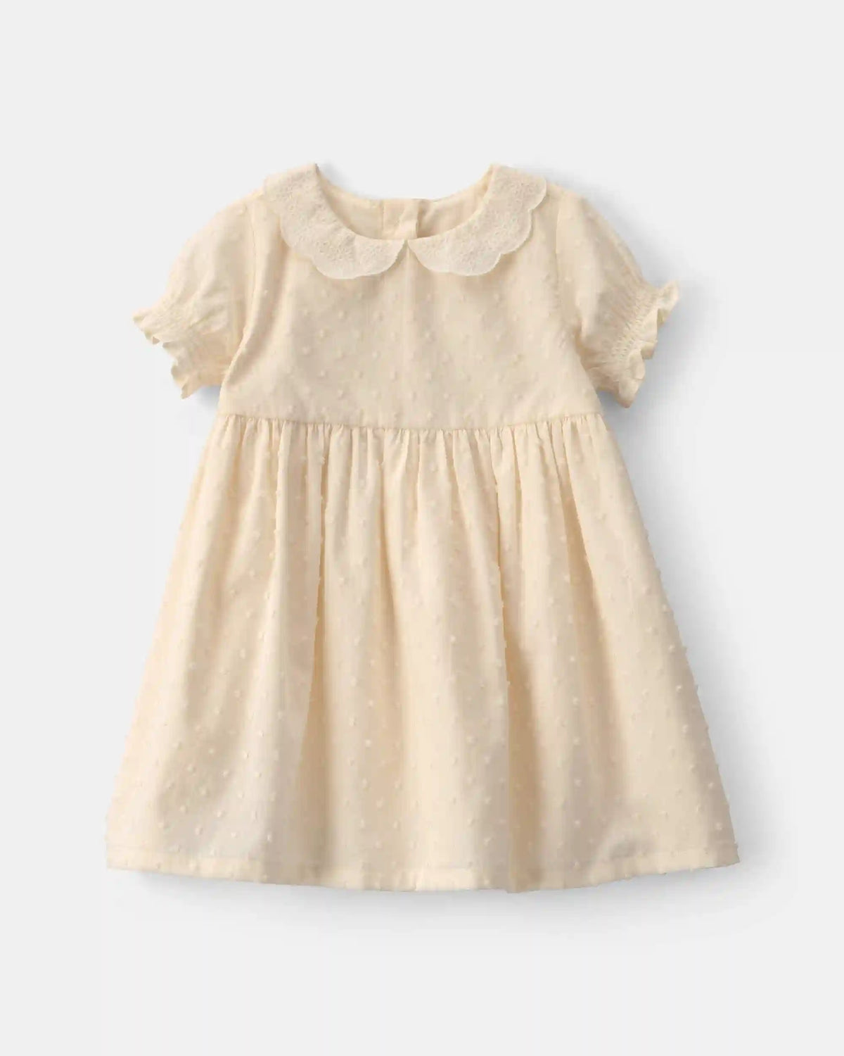 Baby Girl Swiss Dot Short-Sleeve Dress - Cream