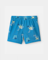 Toddler Boy Dinosaur Soccer Mesh Shorts - Blue