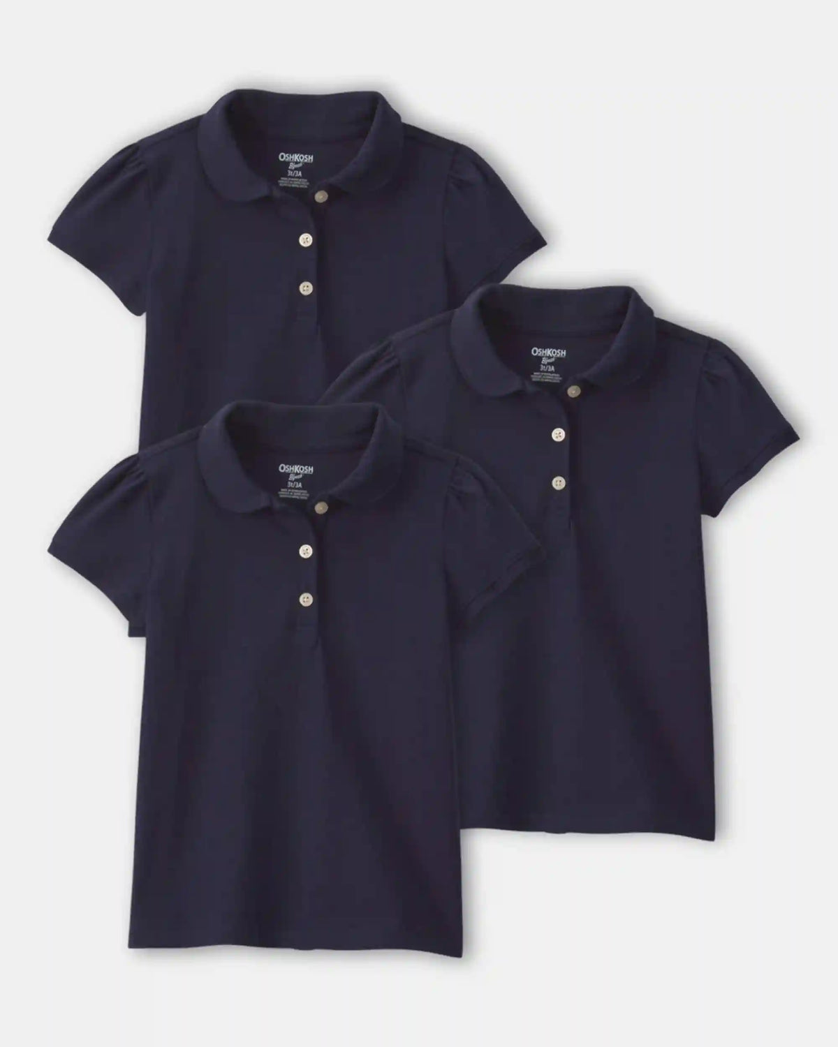 Toddler Girl 3-Pack Uniform Polo Shirts - Navy