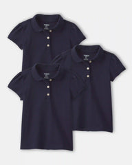 Toddler Girl 3-Pack Uniform Polo Shirts - Navy