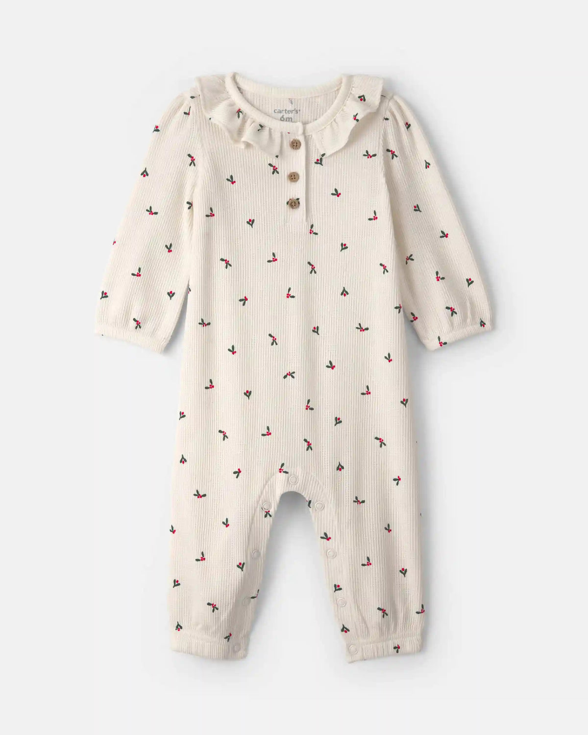 Baby Girl Holly Thermal Long-Sleeve Jumpsuit - Cream