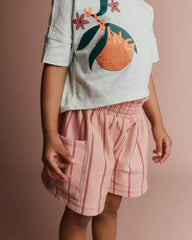 Toddler Girl Swing Shorts with Pockets in Stripes - Light Pink