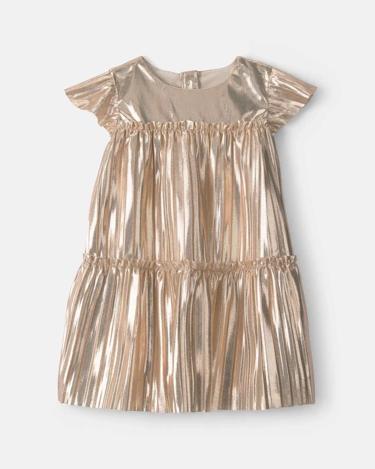 Baby Girl Metallic Crinkle Short-Sleeve Dress - Gold