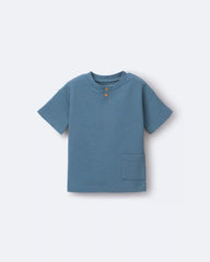 Toddler Boy Henley Tee with Pocket - Slate Blue