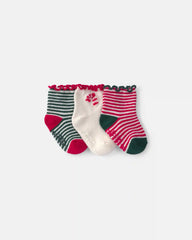 Baby Girl 3-Pack Christmas No Show Socks