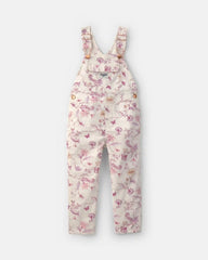 Toddler Girl Floral Overalls - Ivory