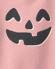 Toddler Girl Pumpkin Halloween French Terry Pullover Sweatshirt - Pink