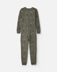 Boys 1-Piece Silly Food DreamPlush Snug Fit Pajama - Olive Green